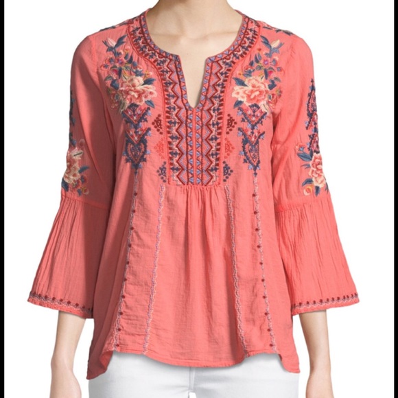 Johnny Was Tops - NWT Johnny Was Marion Flare Sleeve Emb Blouse S